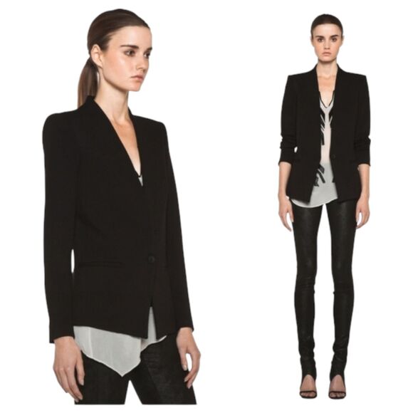 Helmut Lang Black Fitted Single Button Blazer Size Large - Picture 2 of 6